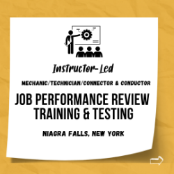 Instructor-led job performance review, training and testing in Niagara Falls, New York.