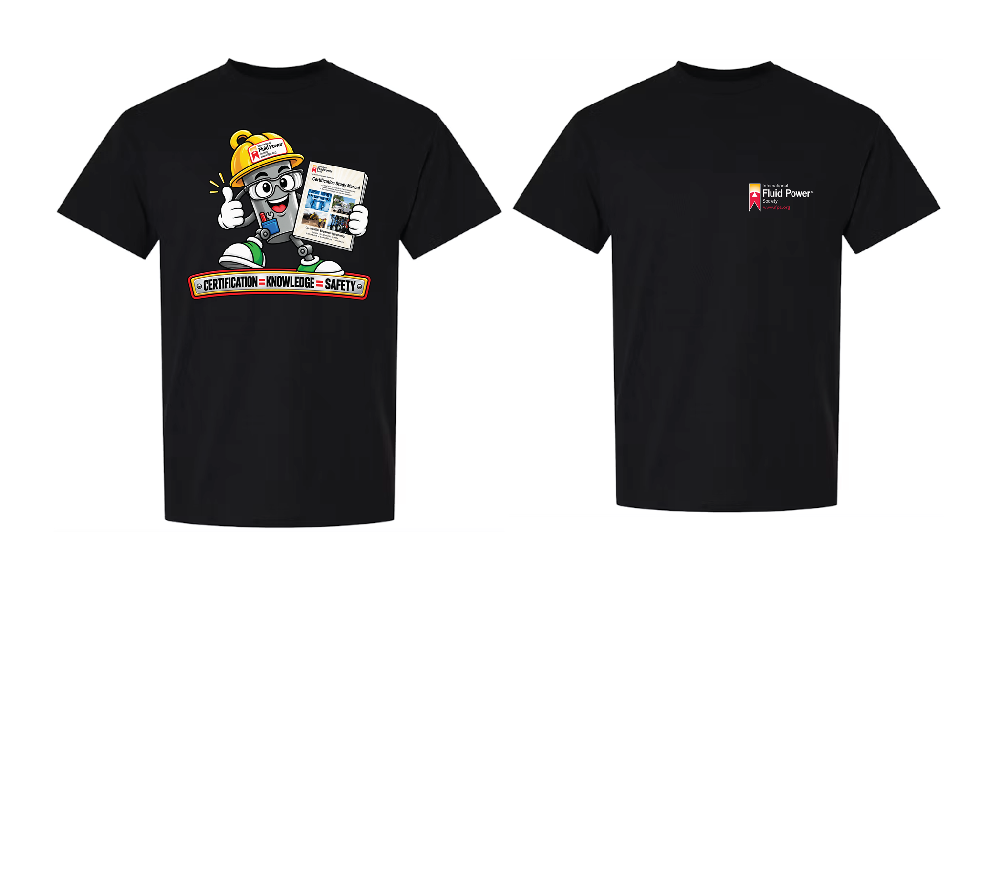 Back view on the left and front view on the right of the same black IFPS Squeezy T-shirt